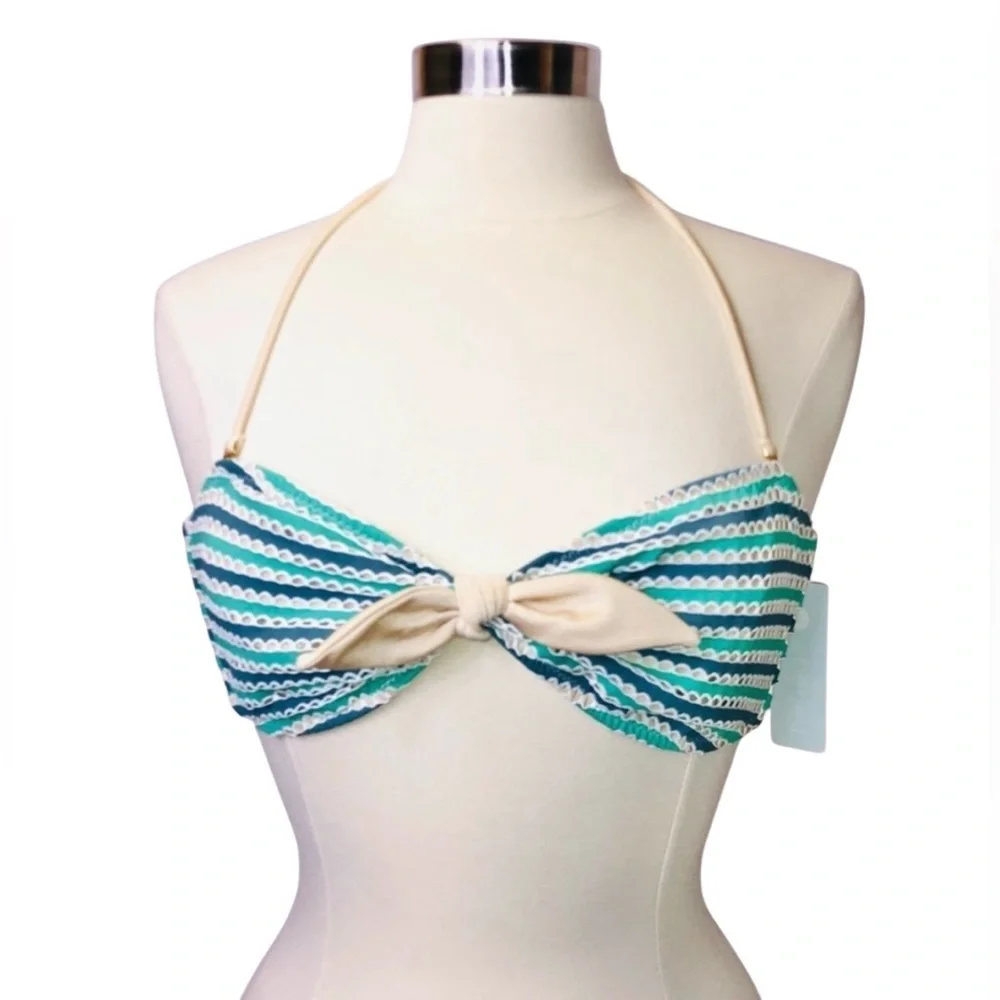 NWT Eberjey Lola Sandy Sea Green/Blue Bikini Top M